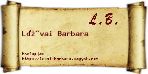 Lévai Barbara névjegykártya